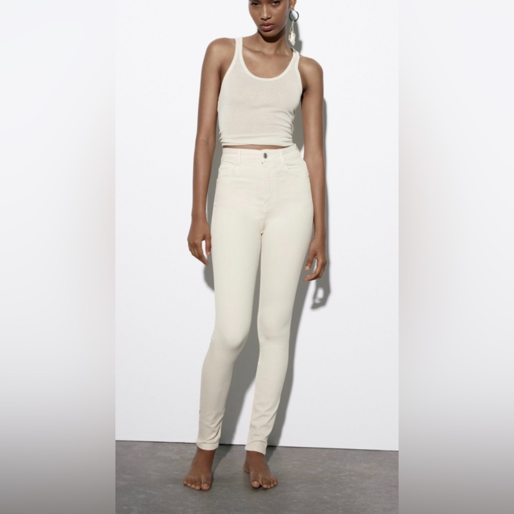 High rise sculpt skinny jeans off white